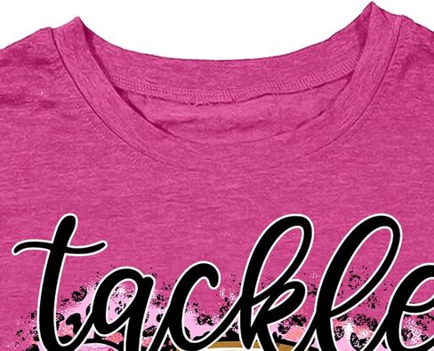 Women Breast Cancer Shirt: Tackle Football Pink Ribbon Tshirt Breast Cancer Awareness Shirts Breast Cancer Gifts Tees in Saudi Arabia
