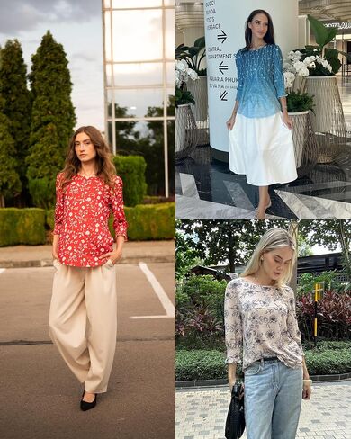 Zeagoo Women's 3/4 Sleeve Blouse Crew Neck Pleated Sleeve Tops Flowy Casual Tunics for Women Dressy Shirt for Business Casual in Saudi Arabia