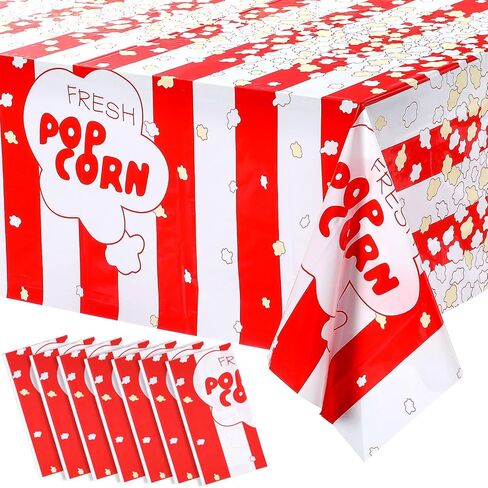 3 Pieces Popcorn Tablecloth Decorations Plastic Popcorn Table Cover Carnival Theme Party Tablecloth for Carnival Party, Circus Themed, Movie Night Birthday Party Supplies, 54 x 108 Inch in Saudi Arabia