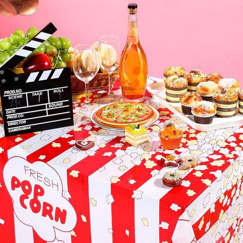 3 Pieces Popcorn Tablecloth Decorations Plastic Popcorn Table Cover Carnival Theme Party Tablecloth for Carnival Party, Circus Themed, Movie Night Birthday Party Supplies, 54 x 108 Inch in Saudi Arabia