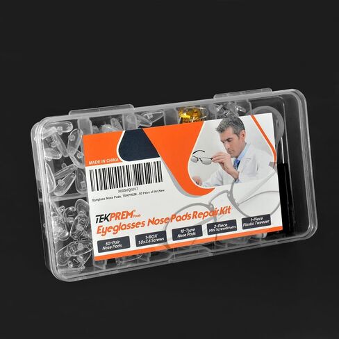 Eyeglasses Nose Pads, TEKPREM Glasses Nose Pads Replacement Repair Tools Kit with 5 Pairs of Air Chamber Silicone Nose Pads,Screws,Screwdrivers,Tweezer and Cleaning Cloth for Glasses and Sunglasses in Kuwait