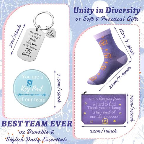 Ramede 48 Pcs Best Team Ever Gifts Appreciation Week Gifts Cosmetic Makeup Canvas Bags Best Teammate Ever Socks Inspirational Keychains Round Compact Mirrors for Women Coworkers Social Worker in Saudi Arabia
