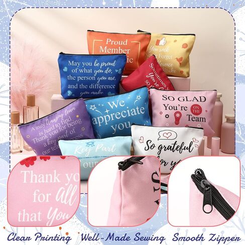 Ramede 48 Pcs Best Team Ever Gifts Appreciation Week Gifts Cosmetic Makeup Canvas Bags Best Teammate Ever Socks Inspirational Keychains Round Compact Mirrors for Women Coworkers Social Worker in Saudi Arabia