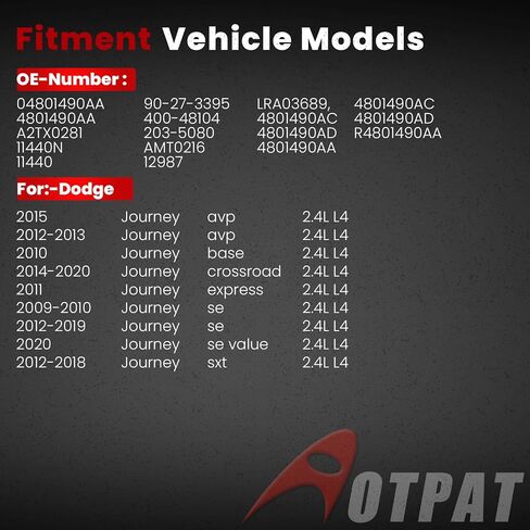 مولد تيار ثابت لـ: -Dodge Journey 2009-2017 2018 2019 2020 (Se Sxt Avp Base Crossroad Express Se Value) 2.4L L4,12V 160Amp، مولد كهربائي جديد مطور OE # 04801490AA A2TX0281 4801490AA in Saudi Arabia