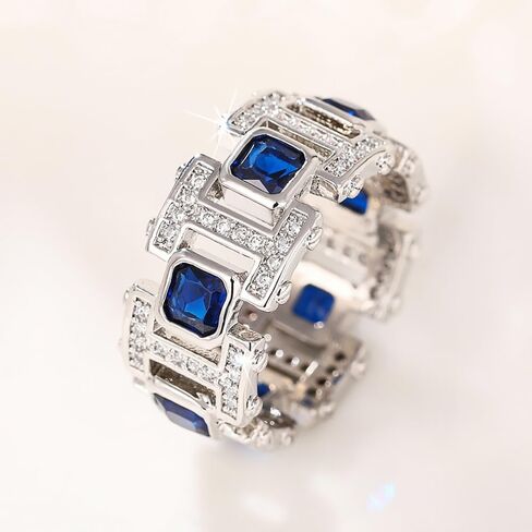 Chain Shaped Ring Channel Set Blue Cubic Zirconia Fashion Jewelry for Women in Saudi Arabia