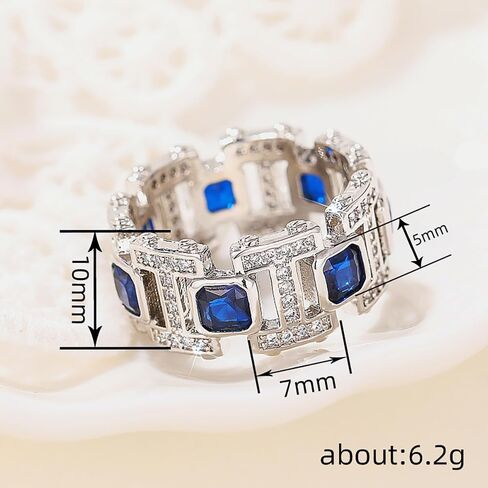 Chain Shaped Ring Channel Set Blue Cubic Zirconia Fashion Jewelry for Women in Saudi Arabia