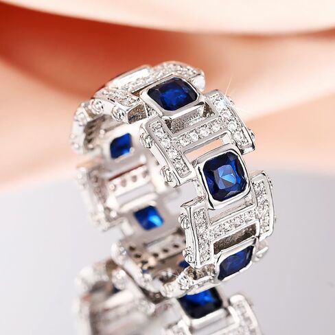 Chain Shaped Ring Channel Set Blue Cubic Zirconia Fashion Jewelry for Women in Saudi Arabia