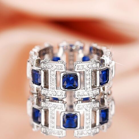 Chain Shaped Ring Channel Set Blue Cubic Zirconia Fashion Jewelry for Women in Saudi Arabia