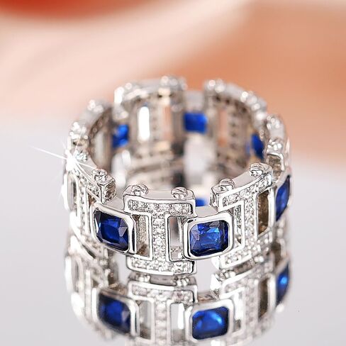Chain Shaped Ring Channel Set Blue Cubic Zirconia Fashion Jewelry for Women in Saudi Arabia