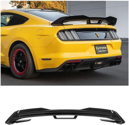 Replacement for 2015-2023 Ford Mustang S550 Models | S650 Dark Horse Style Rear Trunk Lid Wing Wickerbill Spoiler (ABS Plastic - Painted Glossy Black) in Saudi Arabia