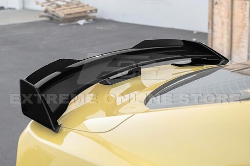 Replacement for 2015-2023 Ford Mustang S550 Models | S650 Dark Horse Style Rear Trunk Lid Wing Wickerbill Spoiler (ABS Plastic - Painted Glossy Black) in Saudi Arabia