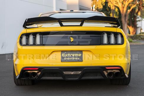 Replacement for 2015-2023 Ford Mustang S550 Models | S650 Dark Horse Style Rear Trunk Lid Wing Wickerbill Spoiler (ABS Plastic - Painted Glossy Black) in Saudi Arabia