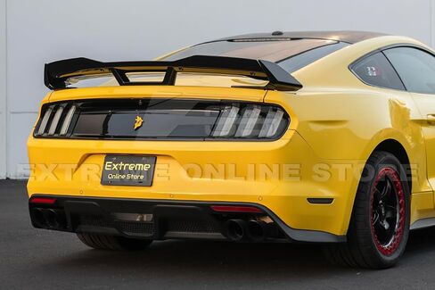Replacement for 2015-2023 Ford Mustang S550 Models | S650 Dark Horse Style Rear Trunk Lid Wing Wickerbill Spoiler (ABS Plastic - Painted Glossy Black) in Saudi Arabia