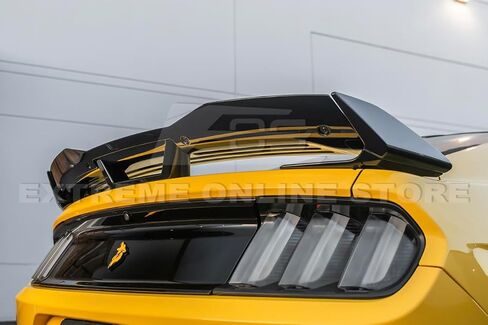 Replacement for 2015-2023 Ford Mustang S550 Models | S650 Dark Horse Style Rear Trunk Lid Wing Wickerbill Spoiler (ABS Plastic - Painted Glossy Black) in Saudi Arabia