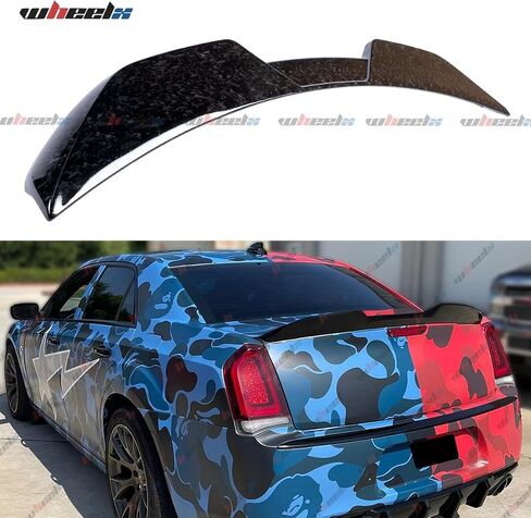 Rear Trunk Spoiler Compatible with 2011-2023 Chrysler 300 300C 300S, M Style Duckbill Spoiler Fits for 11-23, Exterior High Kick Tail Deck Lid Wing Lip (Forged Carbon Fiber Pattern) in Saudi Arabia