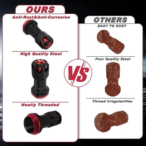 Lug Nuts Aluminum/Alloy Steel Tire Nut Lock 16 PCS Hex Nuts,4xEight Point Spline Nuts,1xHex Socket Key,1xEight Point Spline Socket Key,22mm OD/45mm H (Red Accents/Black Body, M12x1.5) in Saudi Arabia
