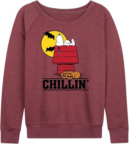 Peanuts - Snoopy Chillin Halloween - Women's Lightweight French Terry Long Sleeve Shirt in Saudi Arabia