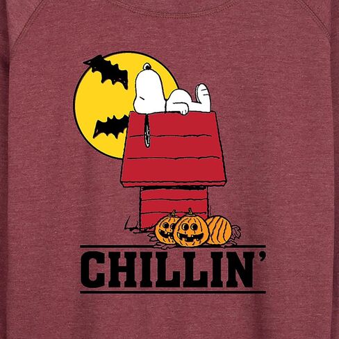 Peanuts - Snoopy Chillin Halloween - Women's Lightweight French Terry Long Sleeve Shirt in Saudi Arabia