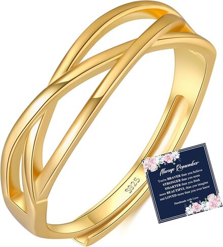 PRETOLE Sterling Silver Thumb Rings for Women S925 Silver Rings Cubic Zirconia Eternity Ring Minimalist Silver Ring Adjustable Open Ring for Women With Inspirational Card in Kuwait