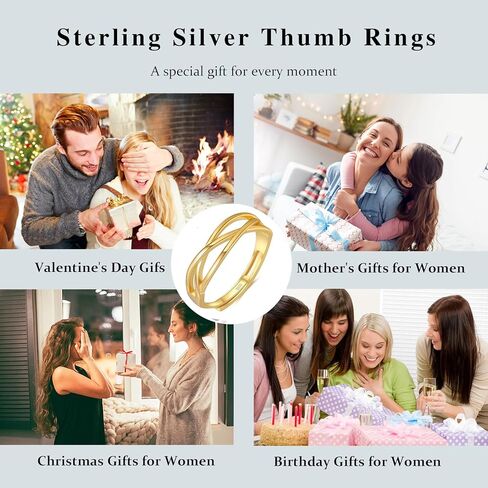 PRETOLE Sterling Silver Thumb Rings for Women S925 Silver Rings Cubic Zirconia Eternity Ring Minimalist Silver Ring Adjustable Open Ring for Women With Inspirational Card in Kuwait