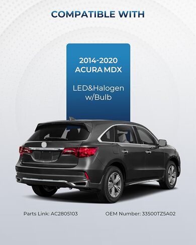 المصابيح الخلفية متوافقة مع المصابيح الخلفية Acura MDX 2014-2020، الجانب الأيمن للراكب، OEM: AC2805103 33500TZ5A02 in Kuwait
