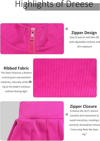 LAJIOJIO Women's Casual 2 Piece Skirt Outfits,Solid Color Short Sleeve Cropped Top and Mini Pleated Skirt Sets in Kuwait