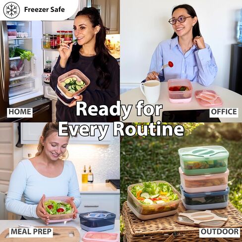 Bento Box 25.5oz 3 Cups Leakproof Salad and Meal Prep Container Twistlock Lid Reusable BPA-Free Portable Microwave and Dishwasher Safe for Work Lunch Blue in Saudi Arabia