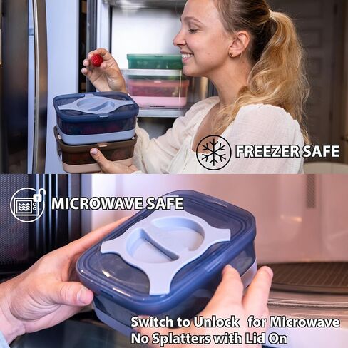 Bento Box 25.5oz 3 Cups Leakproof Salad and Meal Prep Container Twistlock Lid Reusable BPA-Free Portable Microwave and Dishwasher Safe for Work Lunch Blue in Saudi Arabia
