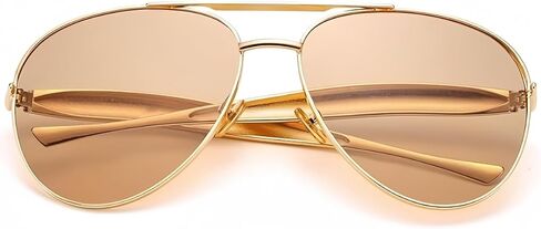 KUKASEN Trendy Retro Aviator Sunglasses for Women Men – Oversized Vintage 70s Pilot Shades, UV400 Gold Frame Glasses in Saudi Arabia