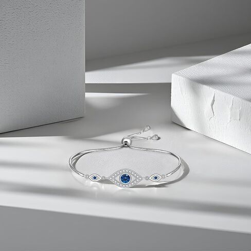 Evil Eye Bracelet for Women 925 Sterling Silver Blue Greek Evil Eye Bracelet Jewelry Gifts in Saudi Arabia