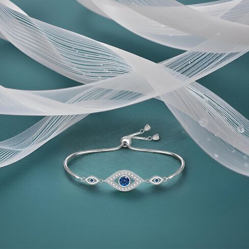 Evil Eye Bracelet for Women 925 Sterling Silver Blue Greek Evil Eye Bracelet Jewelry Gifts in Saudi Arabia