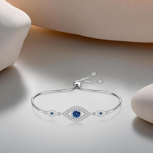 Evil Eye Bracelet for Women 925 Sterling Silver Blue Greek Evil Eye Bracelet Jewelry Gifts in Saudi Arabia