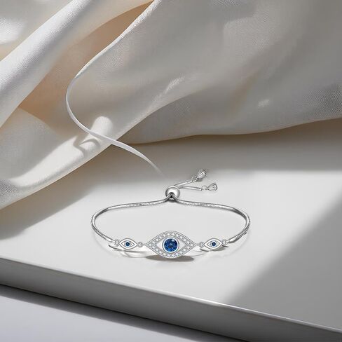 Evil Eye Bracelet for Women 925 Sterling Silver Blue Greek Evil Eye Bracelet Jewelry Gifts in Saudi Arabia