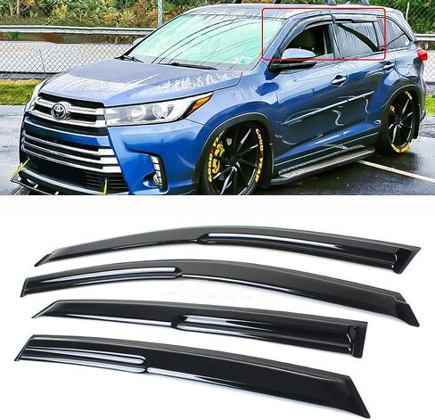 يناسب 2014-2019 تويوتا هايلاندر JDM 3D Mugen Style حاجب نافذة واقي المطر تنفيس in Kuwait