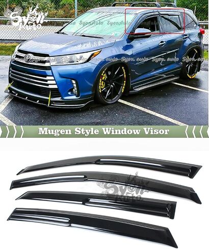 يناسب 2014-2019 تويوتا هايلاندر JDM 3D Mugen Style حاجب نافذة واقي المطر تنفيس in Kuwait