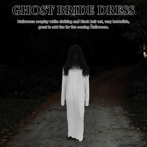 Toyvian White Dress Scary Costume Ghost of 2 Ghost Bride Dress Suit Halloween Party Supplies Bride Dress White Halloween Costumes in Saudi Arabia