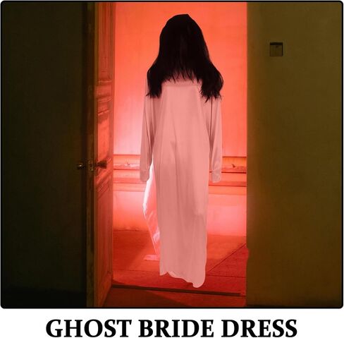 Toyvian White Dress Scary Costume Ghost of 2 Ghost Bride Dress Suit Halloween Party Supplies Bride Dress White Halloween Costumes in Saudi Arabia