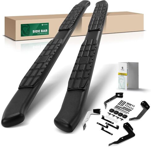 YHTAUTO 4.25 Running Boards Side Steps Fit Dodge Ram 1500 2500 3500 2002-2009, Crew/Quad Cab, Oval Bent Ends Carbon Steel Black Powder, Truck Cab Side Step Rails Off-Road Exterior Accessories Set of 2 in Saudi Arabia