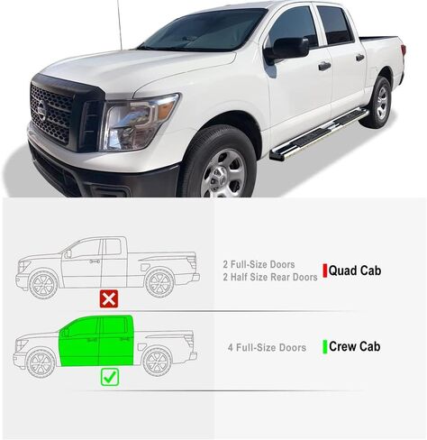 ألواح تشغيل HD Ridez ذات خطوات جانبية متوافقة مع Nissan Titan 2004-2024 Crew Cab (باستثناء موديلات 2016) وTitan XD 16-24 in Saudi Arabia