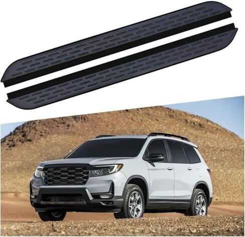 خطوة جانبية للباب الثابت مناسبة لسيارة Honda Passport 2019-2023 2024 لوحة الجري دواسة الألومنيوم واقي القضبان، أسود (مع الأقواس) in Saudi Arabia