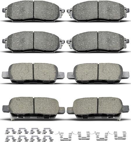 D888 D905 8pcs Ceramic Front Rear Brake Pads With Clips Fit For Infiniti EX35,EX37,FX35,FX37,FX45,G25,G35,G37,M35,M35H,M37,M45,M56,Q40,Q70,Q70L,QX50,QX70,Nissan 350Z,370Z,Murano in Saudi Arabia
