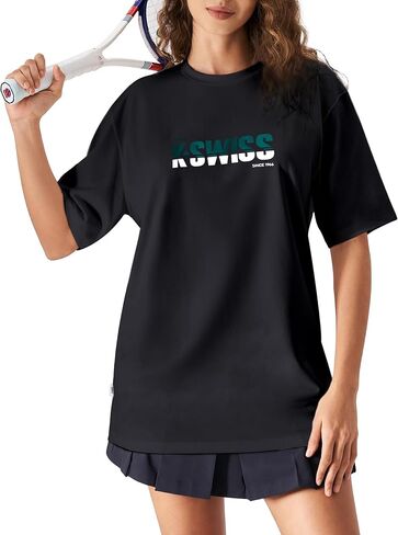 K-Swiss Heritage Women's Silky T-Shirt, Soft Crewneck Oversize T-Shirts with Eco-Embossed Graphic for Casual Sport in Saudi Arabia
