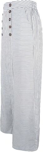 GORGLITTER Women's Striped Wide Leg Pants Button High Waisted Office Suit Palazzo Pants Trousers in Saudi Arabia