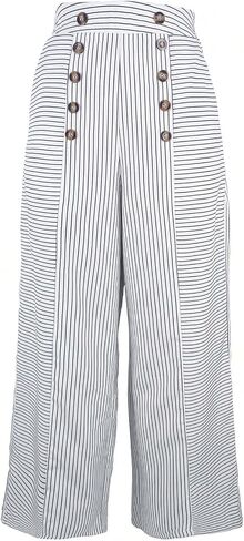 GORGLITTER Women's Striped Wide Leg Pants Button High Waisted Office Suit Palazzo Pants Trousers in Saudi Arabia