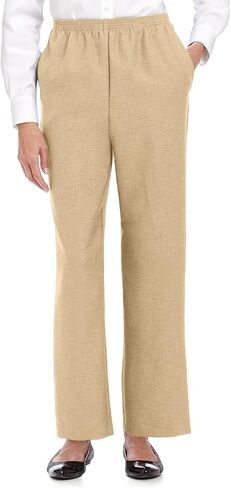 Alfred Dunner Petites' Pull-on Flat-Front Pants Tan 12P Short in Saudi Arabia