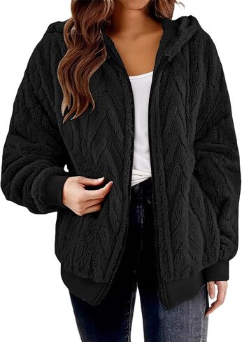 Fleece Jacket Women Fuzzy Full Zip Sherpa Jackets Warm Casual Stand Collar Winter Coats Outerwear with Pockets 2025 in Saudi Arabia