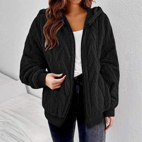 Fleece Jacket Women Fuzzy Full Zip Sherpa Jackets Warm Casual Stand Collar Winter Coats Outerwear with Pockets 2025 in Saudi Arabia