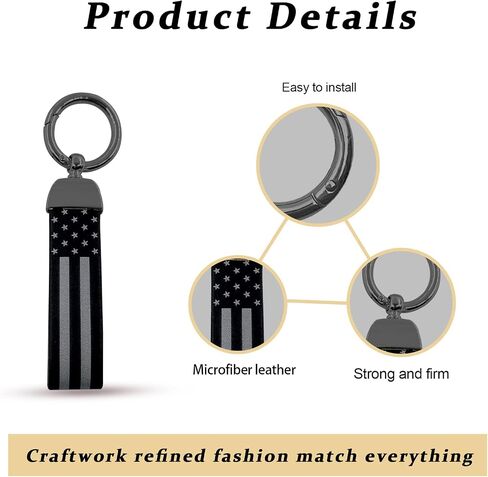 American Flag Car Keychain Accessories with Zinc Alloy Suit, Universal Key Fob Keychain Leather for Men and Women (Black) in Saudi Arabia