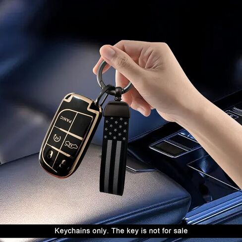 American Flag Car Keychain Accessories with Zinc Alloy Suit, Universal Key Fob Keychain Leather for Men and Women (Black) in Saudi Arabia