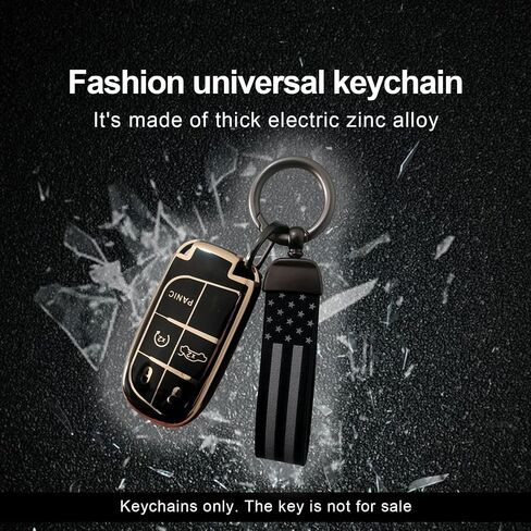 American Flag Car Keychain Accessories with Zinc Alloy Suit, Universal Key Fob Keychain Leather for Men and Women (Black) in Saudi Arabia